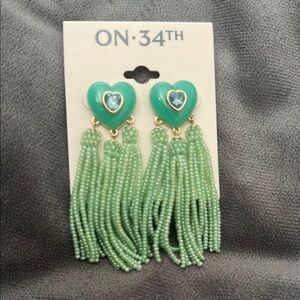Green and Blue Heart Tassel Earrings💚💙